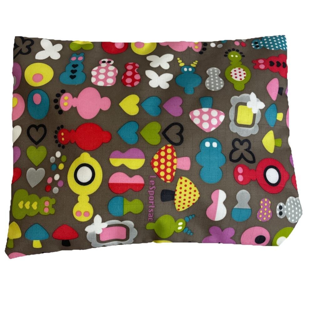 Lesportsac Crossbody Bag “Toot” Print Butterflies Mushrooms/Taupe - Picture 12 of 13